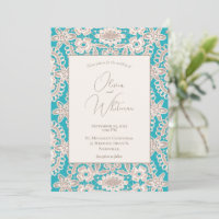 Turquoise Rustique dentelle Jaune Invitations Mari