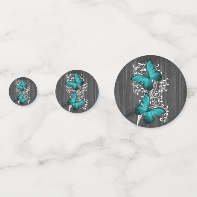 Turquoise Rustique Papillon Mariage Table Confetti (Devant)