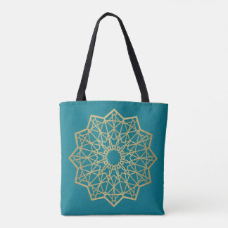 Turquoise Sacred Geometry Tote Bag