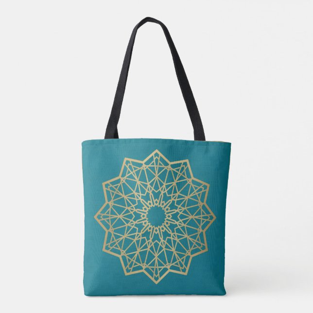 Turquoise Sacred Geometry Tote Bag (Back)
