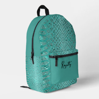 Turquoise Safari Print Printed Backpack