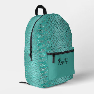 Turquoise Safari Print Printed Backpack