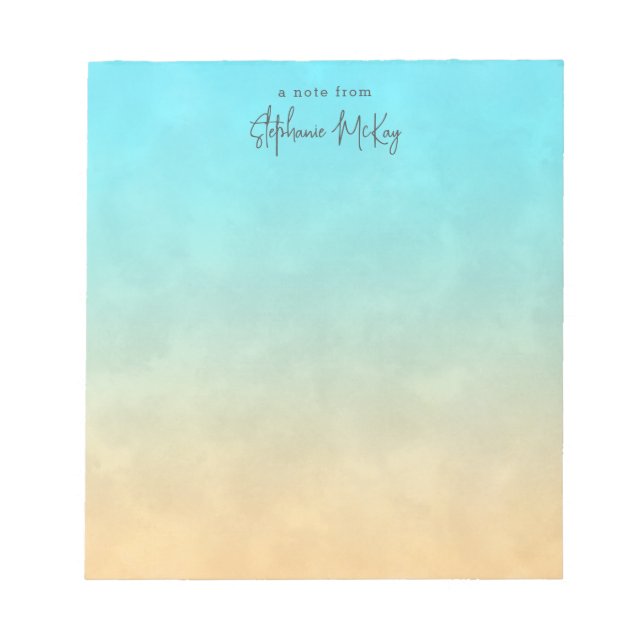 Turquoise sand gradient personalized notepad (Front)