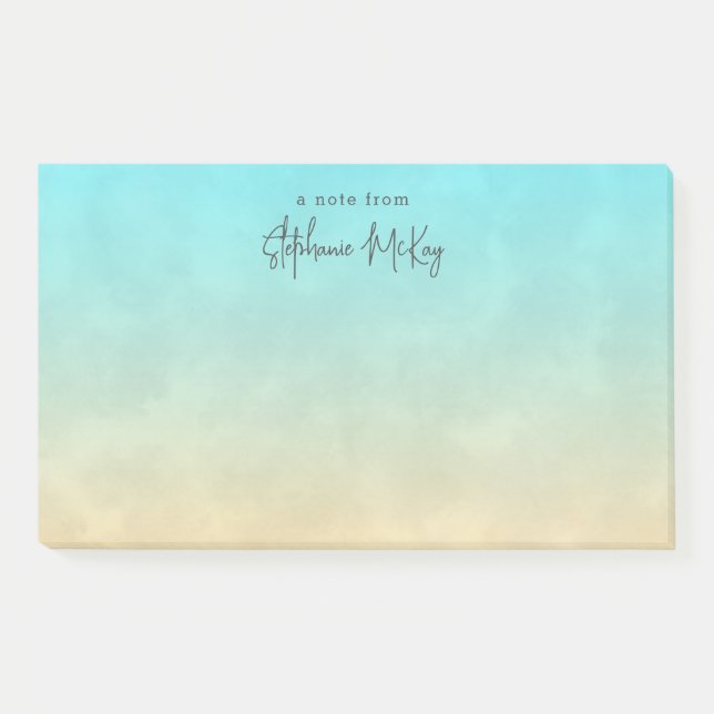 Turquoise sand gradient personalized post-it notes (Front)