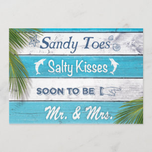 Turquoise Sandy Toes Salty Kisses Engagement Party Invitation