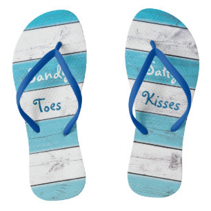 Turquoise Sandy Toes Salty Kisses Flip Flops