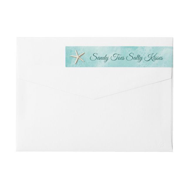 Turquoise Sandy Toes Salty Kisses Merry Christmas Wrap Around Label (Back)