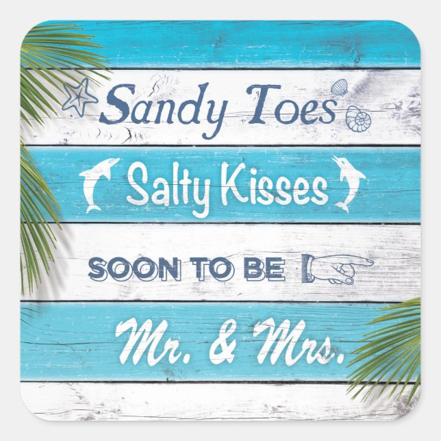 Turquoise Sandy Toes Salty Kisses Sticker (Front)