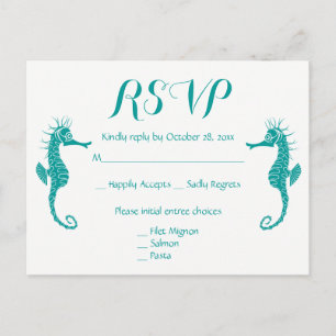 Turquoise sarcelle réponse carte postale hippocamp