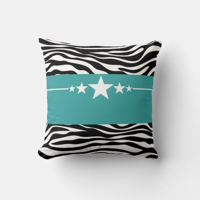 Turquoise Sassy Star Zebra Coussin (Recto)