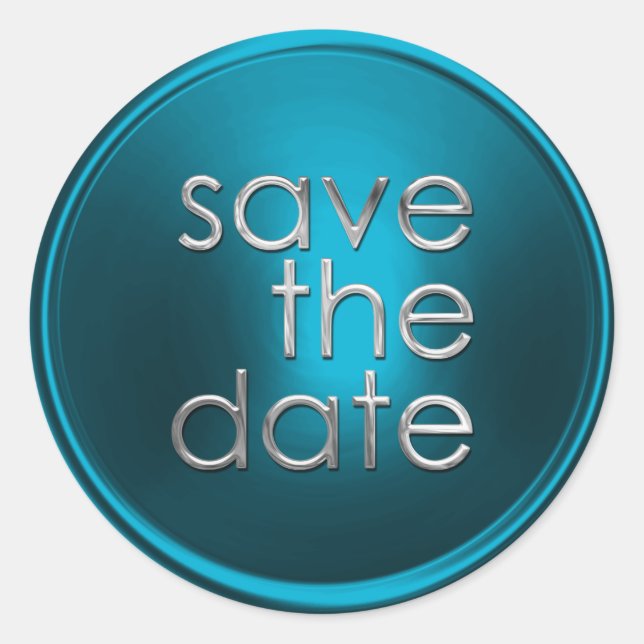 Turquoise Save the Date Envelope Seal (Front)