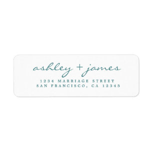 Turquoise Script Elegant Mariage Adresse de retour