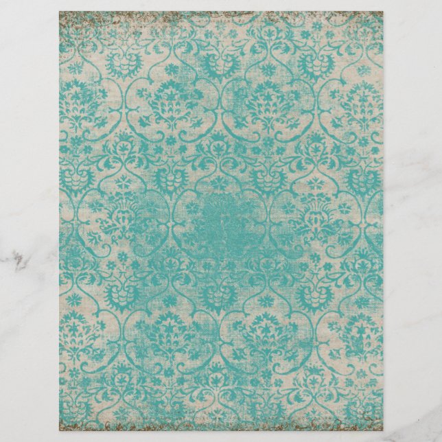 Turquoise Scroll Scrapbook Paper (Front)