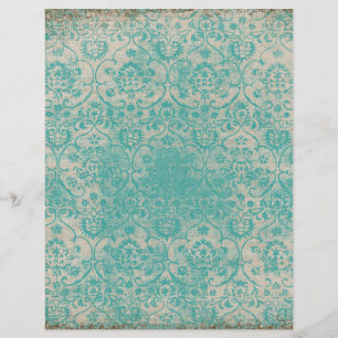 Turquoise Scroll Scrapbook Paper