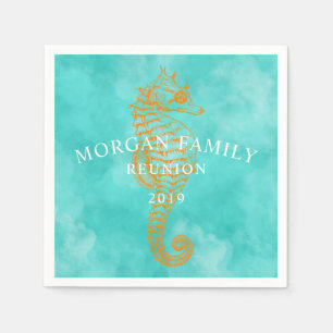 Turquoise Seahorse   Personalized Paper Napkin