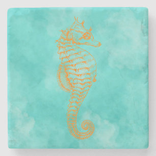 Turquoise Seahorse Stone Coaster