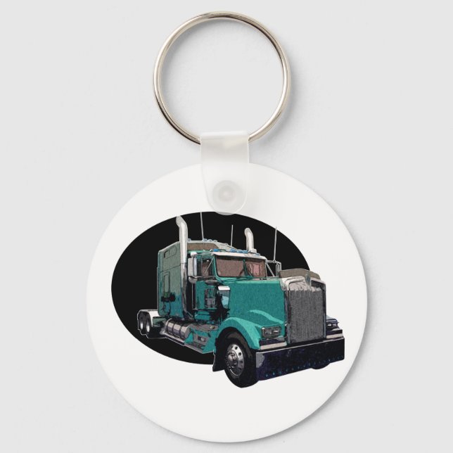 Turquoise Semi Truck Keychain (Front)
