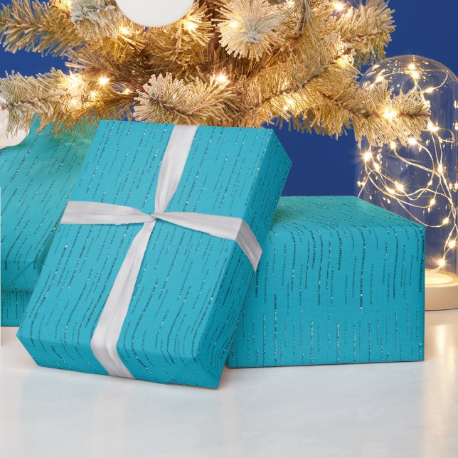 Turquoise Sequin-Look Christmas Wrapping Paper (Holidays)