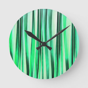 Turquoise Serenity Stripy Pattern Round Clock