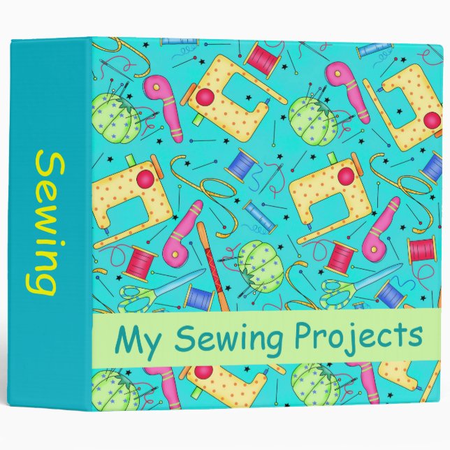 Turquoise Sewing Project Personlizable Album Binder (Front/Spine)