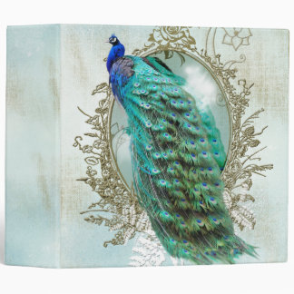 Turquoise Shabby Peacock Binder