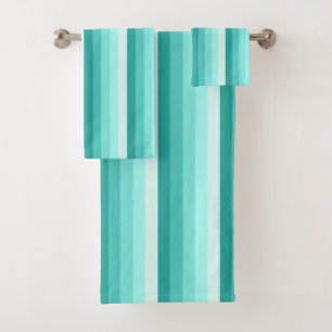 Turquoise shadow stripes bath towel set