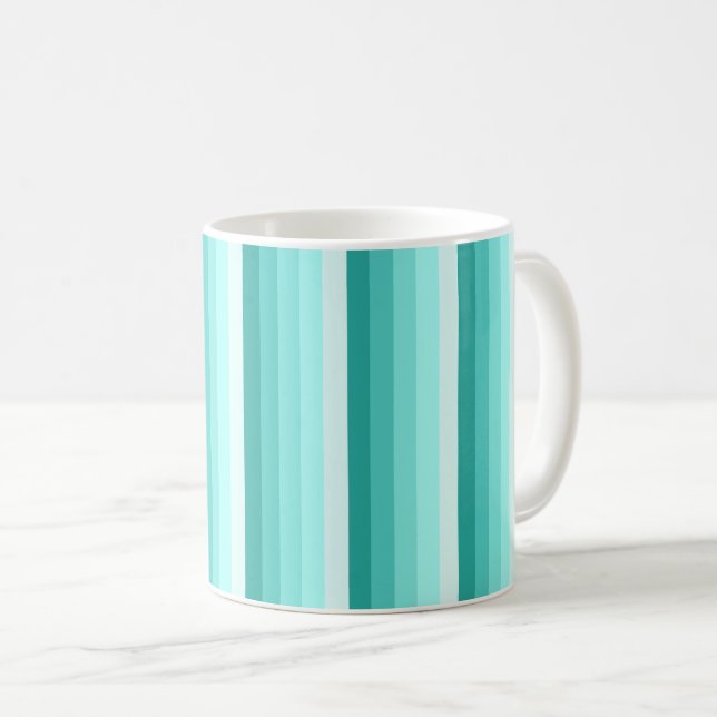 Turquoise shadow stripes coffee mug (Front Right)