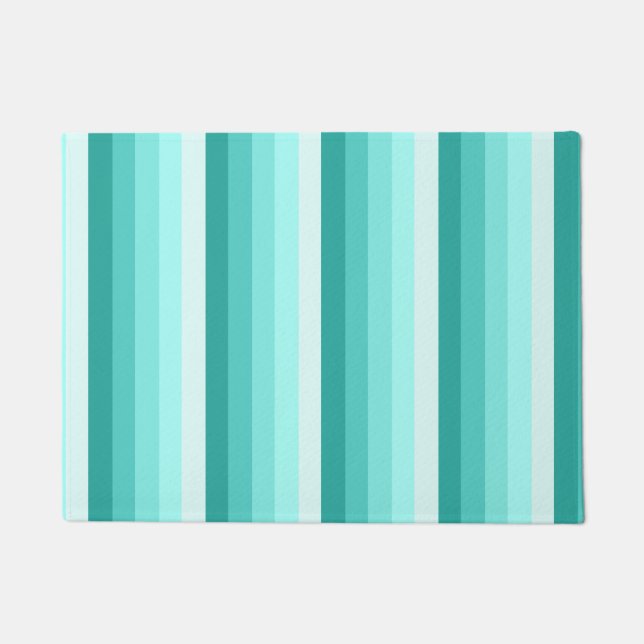 Turquoise shadow stripes doormat (Front)