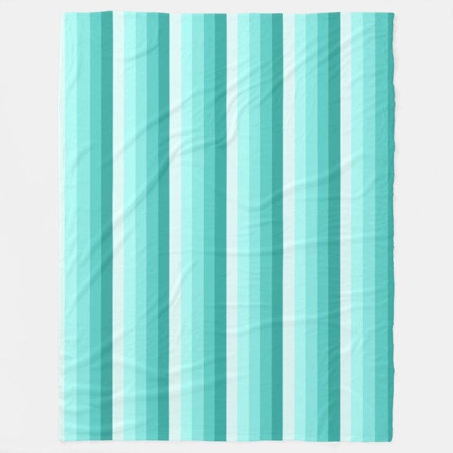 Turquoise shadow stripes fleece blanket (Front)