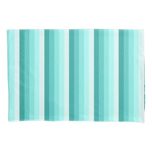 Turquoise shadow stripes pillowcase (Front)