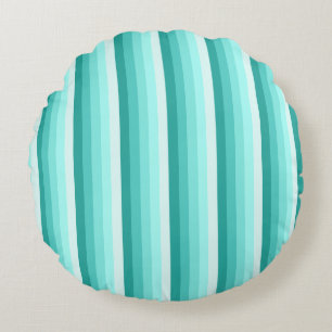 Turquoise shadow stripes round pillow