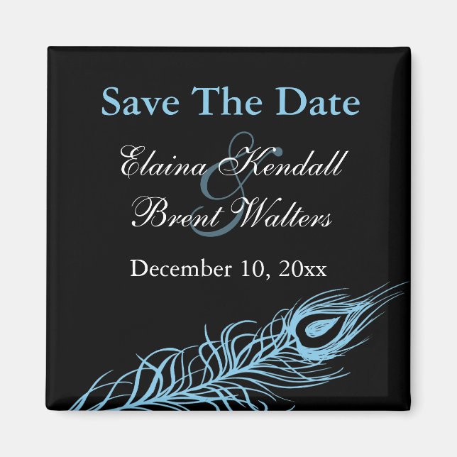 Turquoise Shake your Tail Feathers Save the Date Magnet (Front)