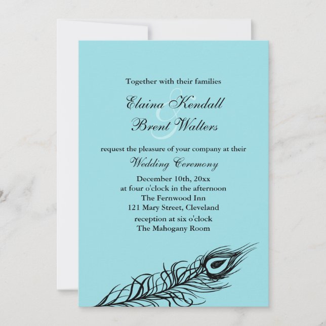 Turquoise Shake your Tail Feathers Wedding Invite (Front)