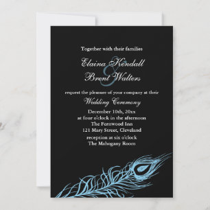 Turquoise Shake your Tail Feathers Wedding Invite
