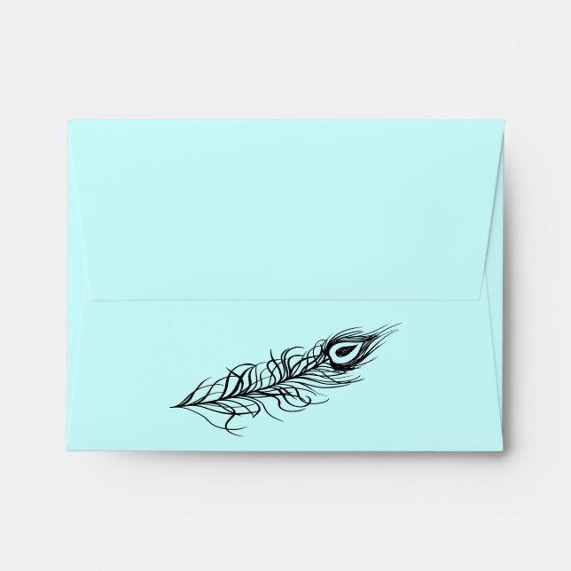 Turquoise Shake your Tail Feathes Enveloppe RSVP (Dos (Haut rabat))