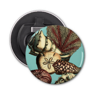 Turquoise Shell and Red Coral Collection Bottle Opener