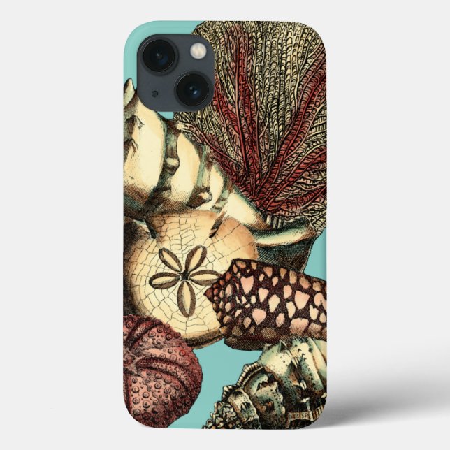 Turquoise Shell and Red Coral Collection Case-Mate iPhone Case (Back)