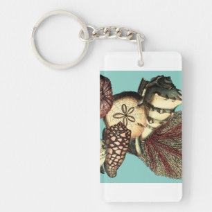 Turquoise Shell and Red Coral Collection Keychain