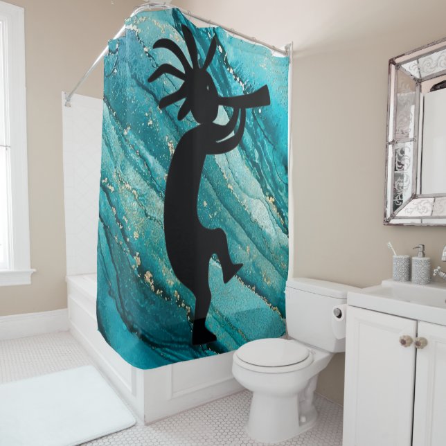 Turquoise Silhouette Turquoise Kokopelli rideau de (En situation)