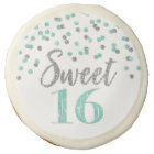 Turquoise Silver Confetti Sweet 16 Birthday Party