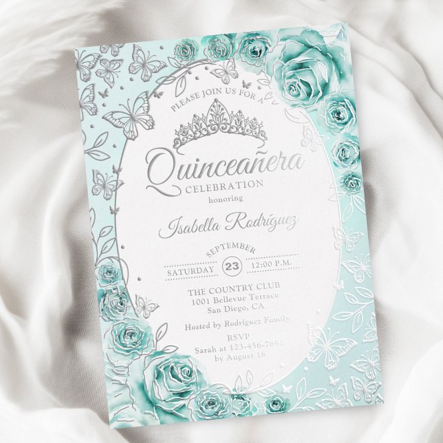 Turquoise Silver Floral Quinceanera (Creator Uploaded)