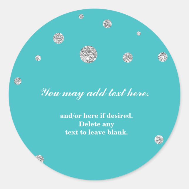 Turquoise & Silver Glitter Modern Dots Sticker (Front)
