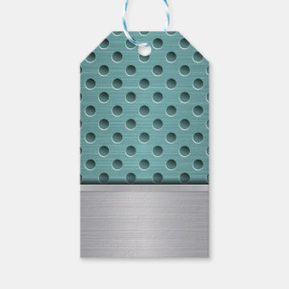TURQUOISE & SILVER METAL LOOK PATTERN GIFT TAGS