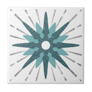 Turquoise & Silver Starburst Tile