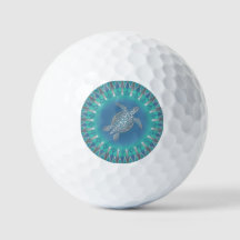 Turquoise Silver Turtle Mandala Coastal 
