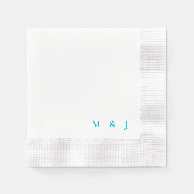 Turquoise Simple Bride & Groom Initials Wedding Napkin (Front)