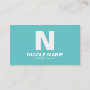 Turquoise Simple Monogram Business Card