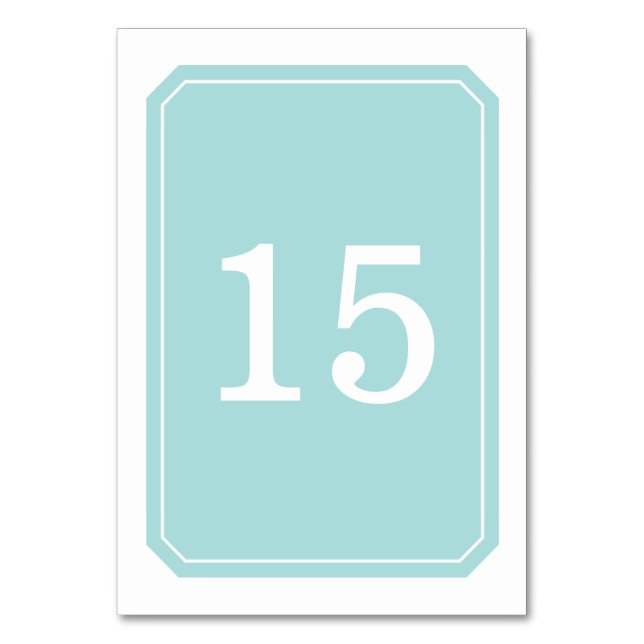 Turquoise Simply Elegant Table Card (Front)