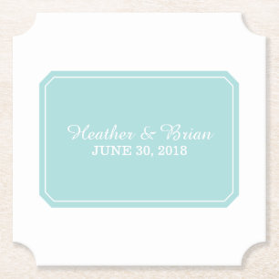 Turquoise Simply Elegant Wedding Paper Coaster