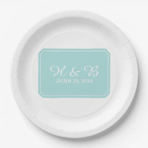 Turquoise Simply Elegant Wedding Paper Plate